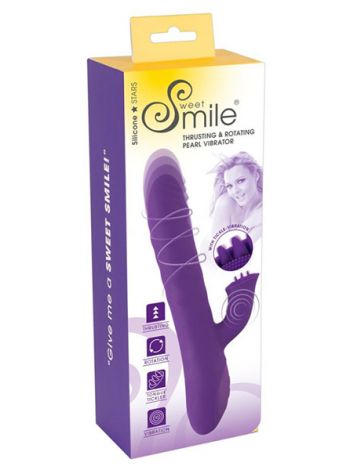 Vibrator Push Rabbit Sweet Smile Thrusting & Rotating, Functie de Impingere & Stimulare Clitoridiana 24.7 cm